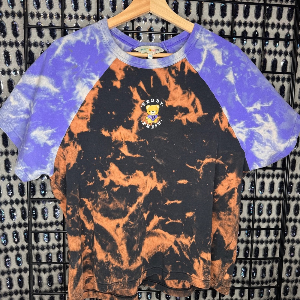 Teddy Fresh Women's Color Block Raglan Tee HAND BLEACHED